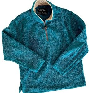 Womens True Grit  Quarter Zip Sherpa  Forrest Green Pullover, Medium